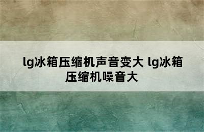 lg冰箱压缩机声音变大 lg冰箱压缩机噪音大